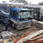 Моторизованные насосы, привезённые «TEPCO» для охлаждения реакторов примерно три месяца спустя после катастрофы в марте прошлого года. Окума, префектура Фукусима. 20-е февраля 2012 г.