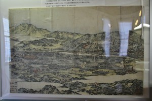 Большая гравюра 1808 года, представляющая юго-восточную часть Киото. Наложенными стрелочками обозначены поселения изгоев